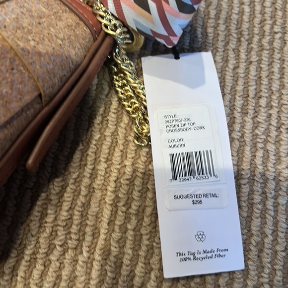 NWT ZAC POSEN zip top crossbody in cork auburn color - Picture 6 of 12
